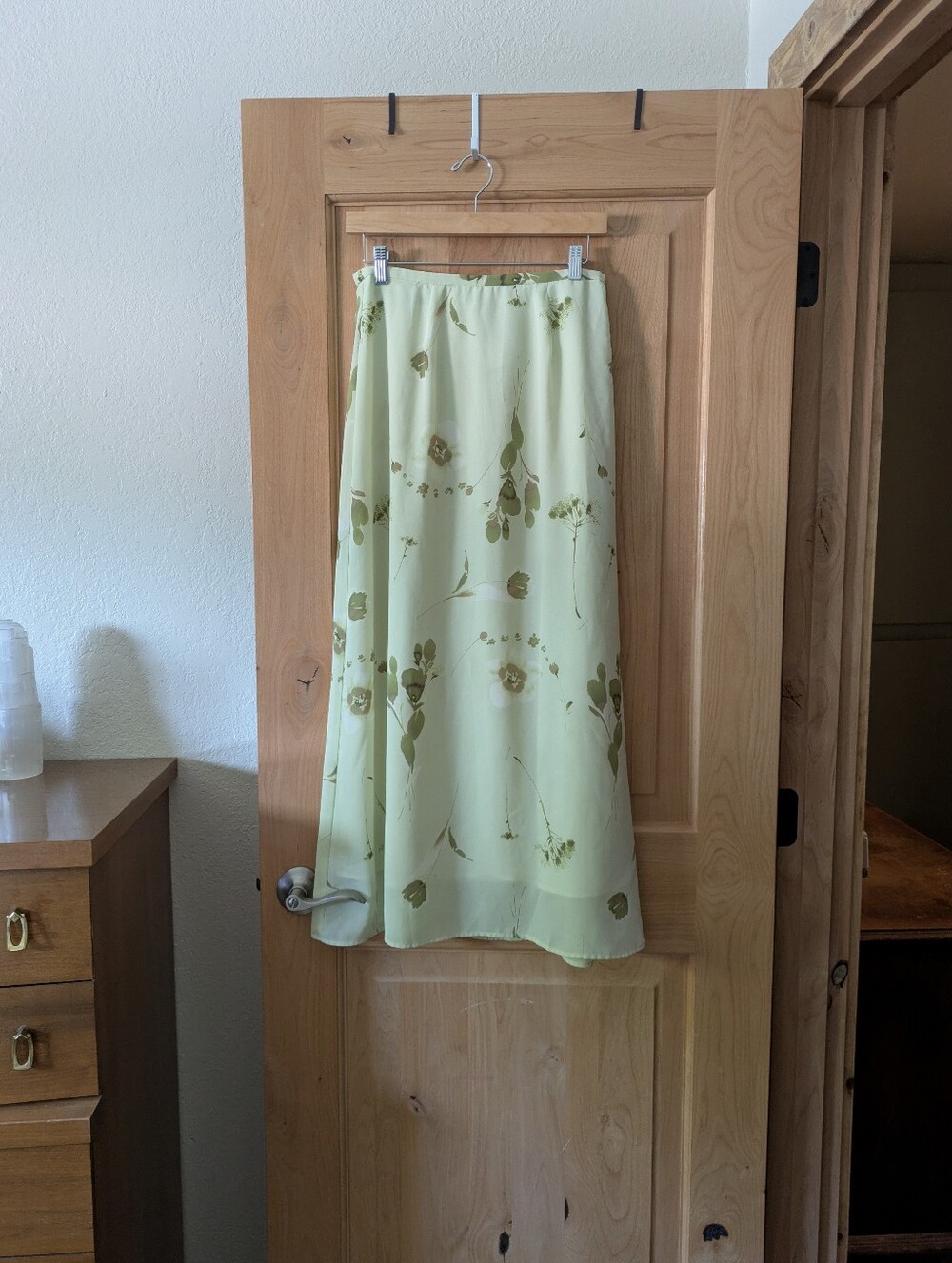 Vintage Maurices Pale Green Floral Maxi Skirt